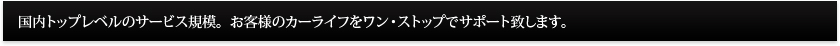 国内トップレベルのサービス規模。お客様のカーライフをワン・ストップでサポート致します。